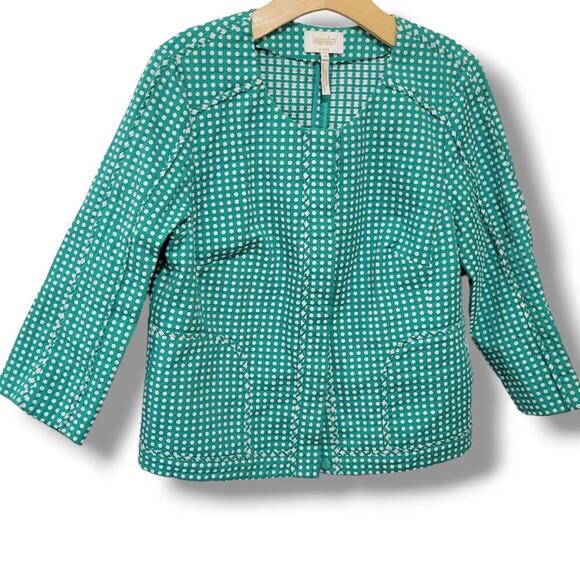 Laundry by Shelli Segal Women's green Polka-dot blazer Jacket  - size 10 - Picture 1 of 8